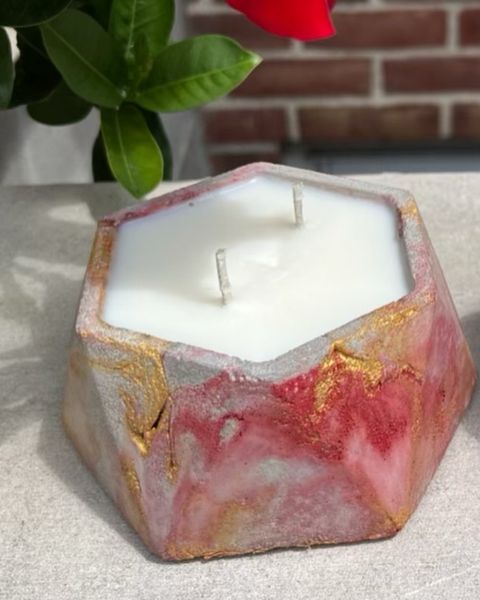 SPECIAL CEMENT! 2-WICK CANDLE / PLANTER - ROSS COUNTY APPLE