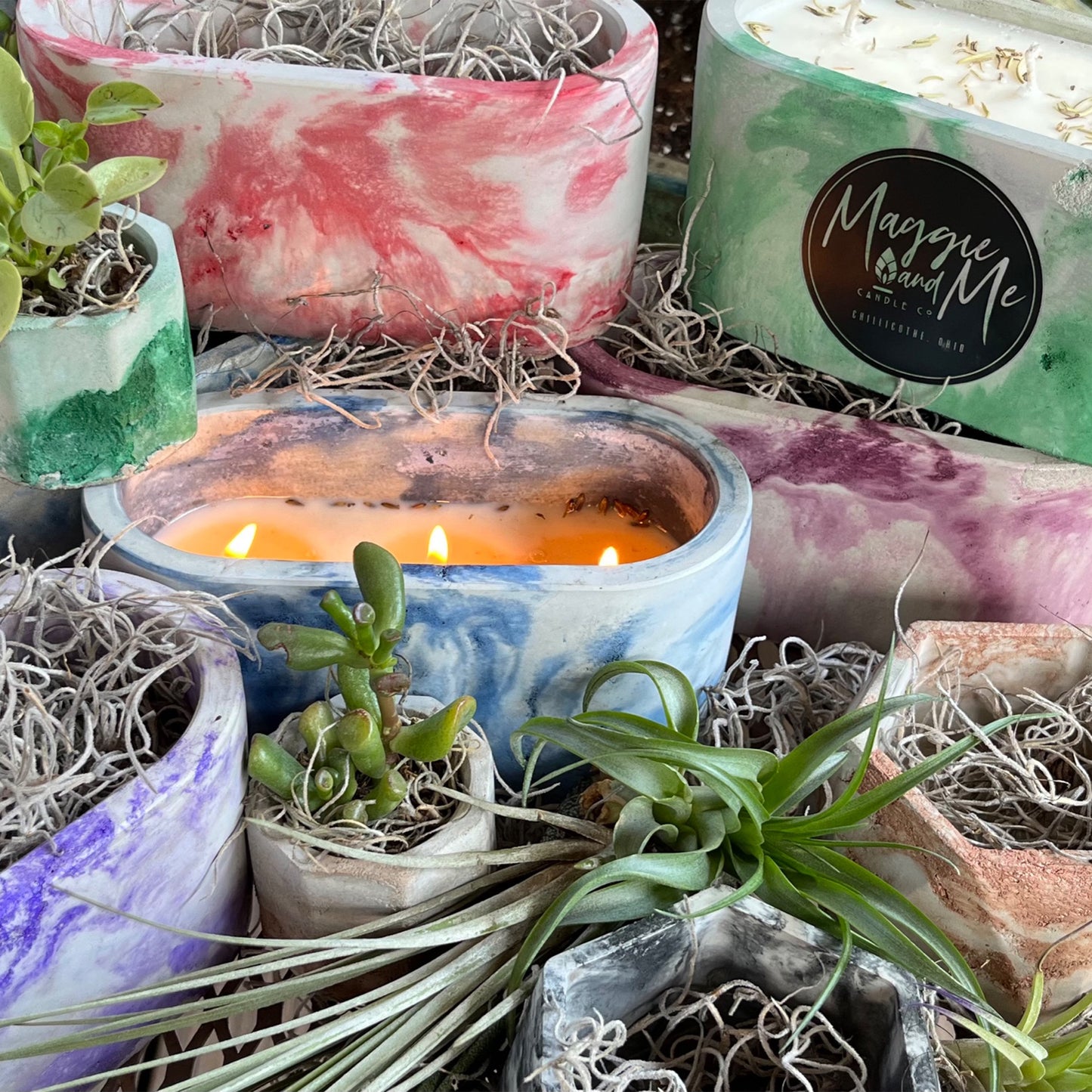 SIGNATURE - CEMENT CANDLES / PLANTERS - 3 WICK